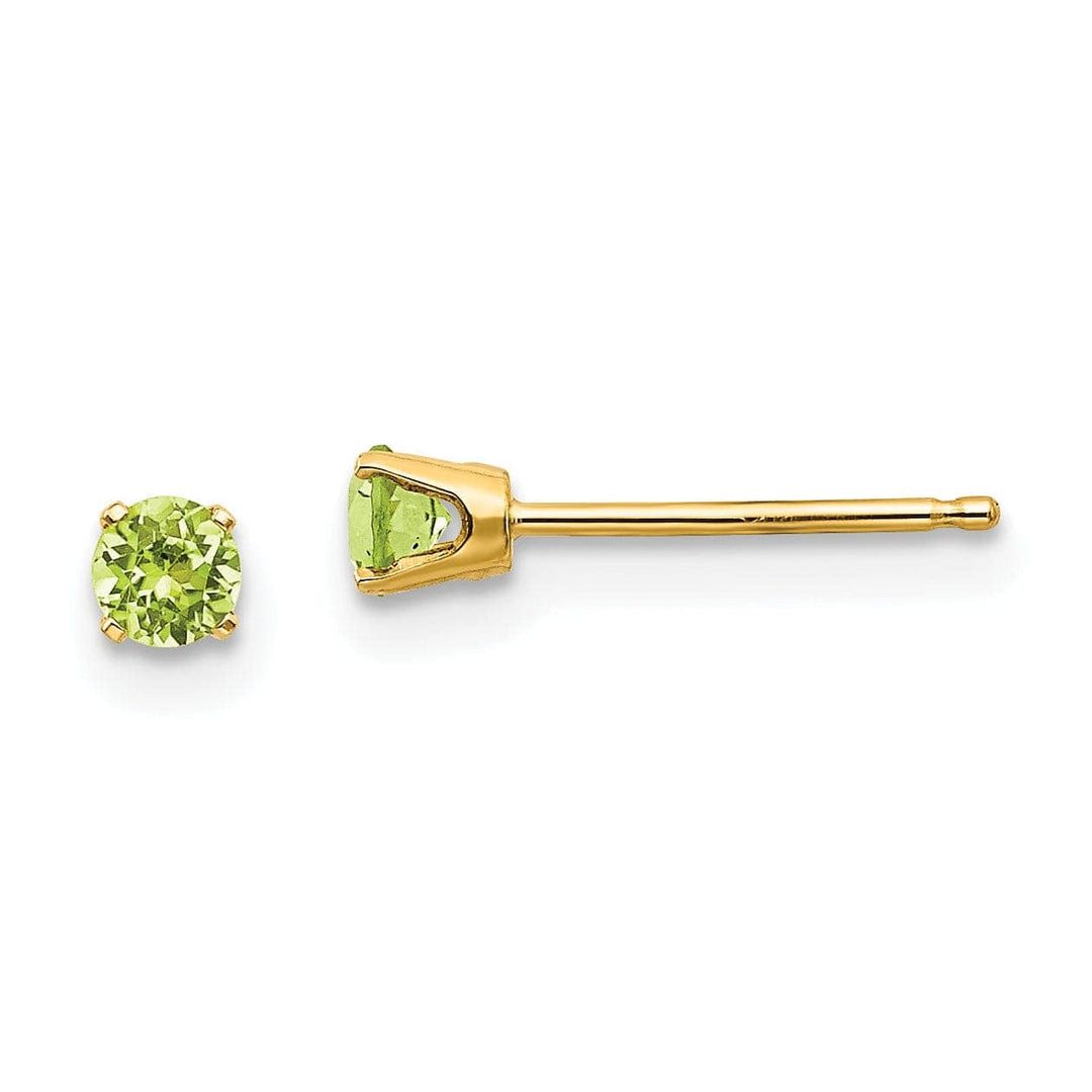 14k Yellow Gold Peridot Birthstone Earrings