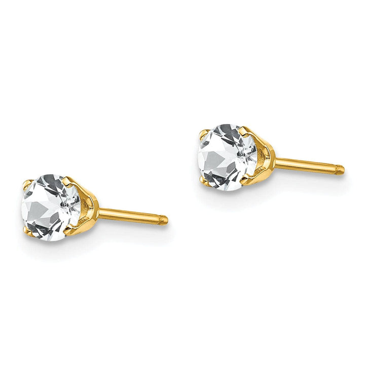 14k Yellow Gold White Zircon Birthstone Earrings