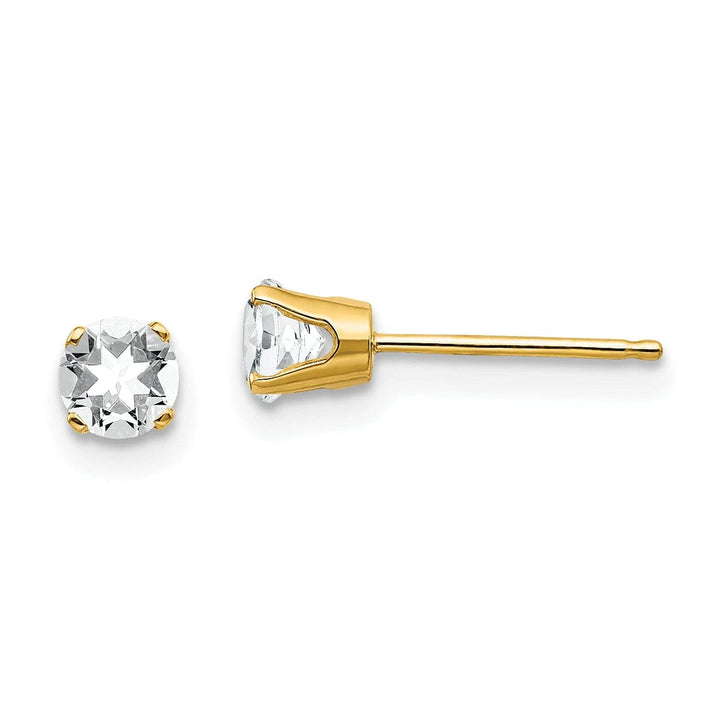 14k Yellow Gold White Zircon Birthstone Earrings