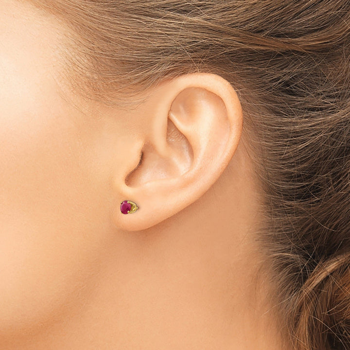 14k Yellow Gold Ruby Birthstone Earrings