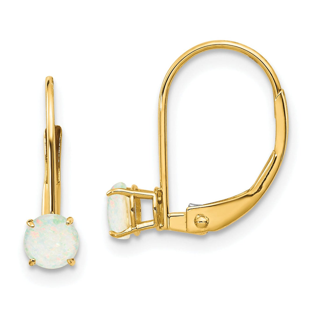 14k Yellow Gold Polished Opal Birthstone Earrings