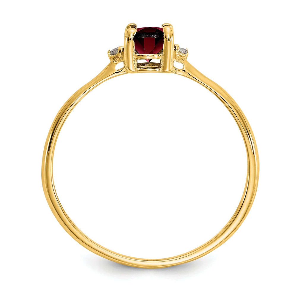 14k Yellow Gold Diamond Garnet Birthstone Ring