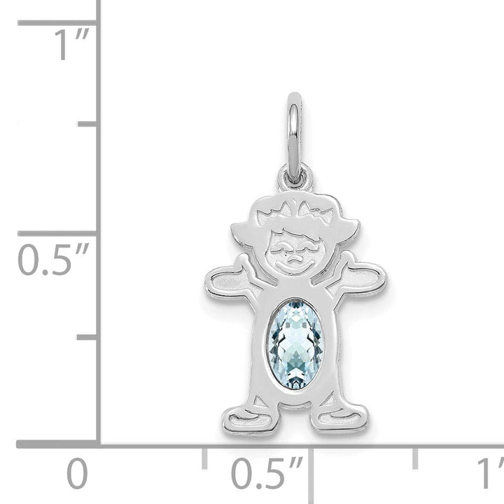 14k White Gold Girl Oval Genuine Aquamarine