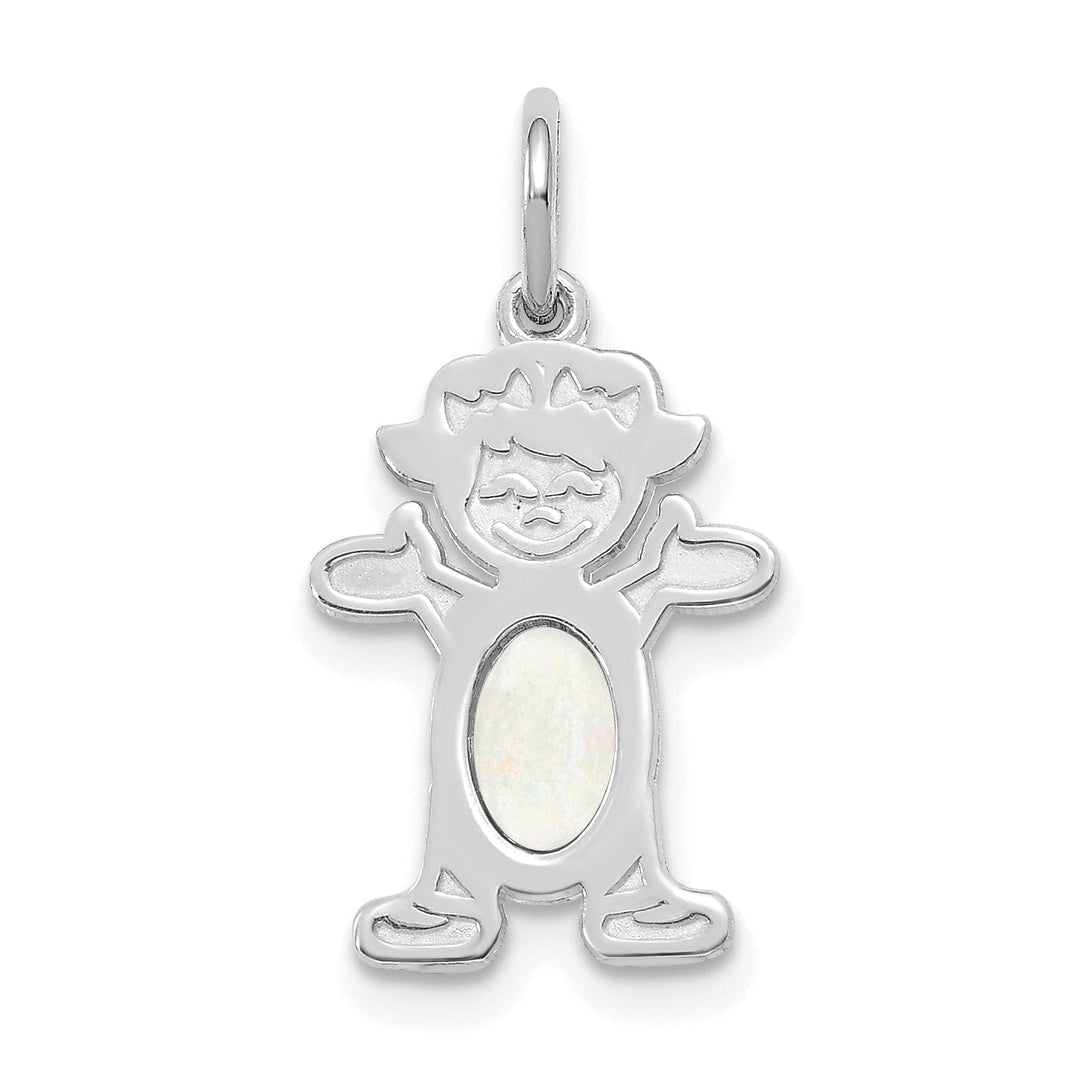 14k White Gold Girl Oval Genuine Opal