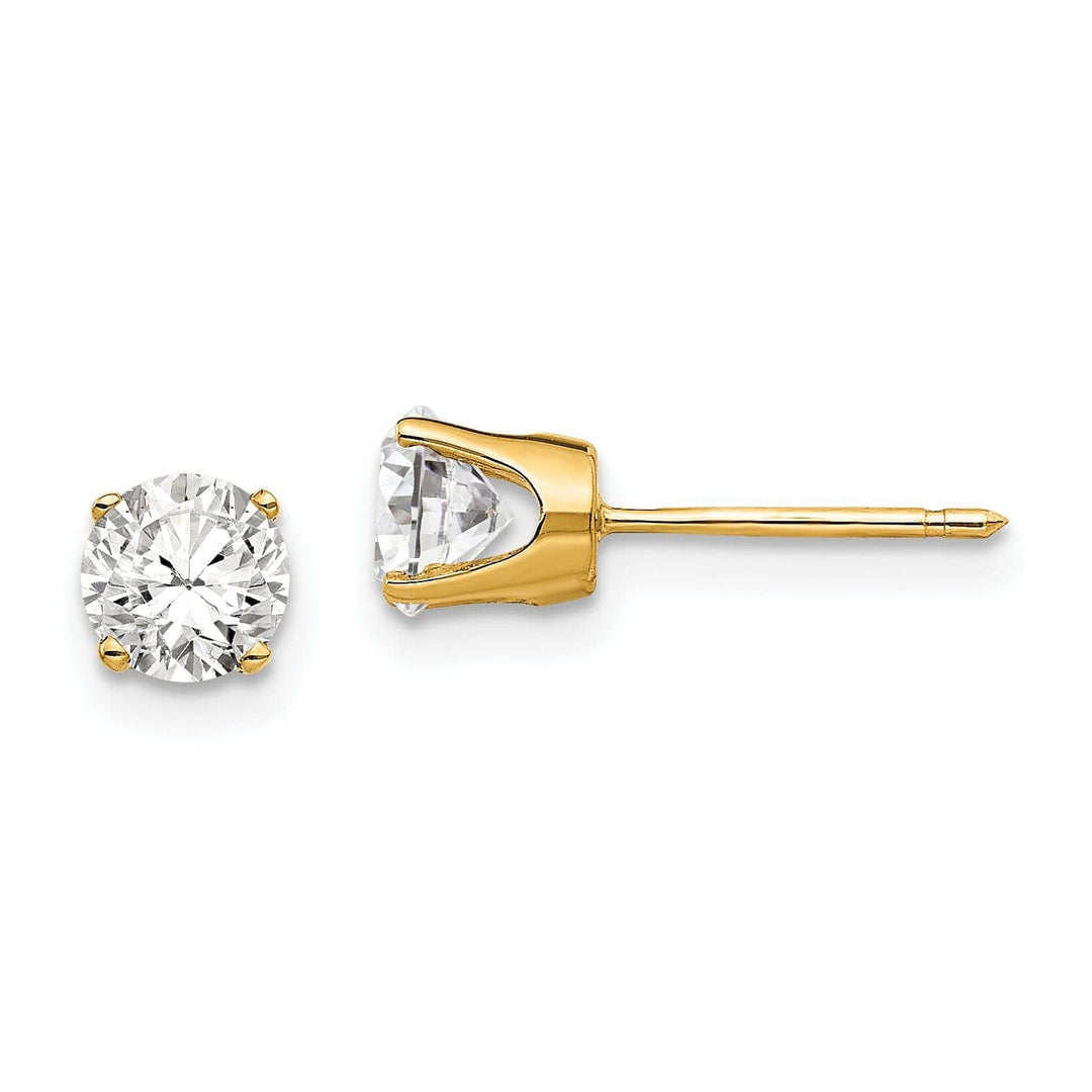 14k Yellow Gold Cubic Zirconia Stud Earrings