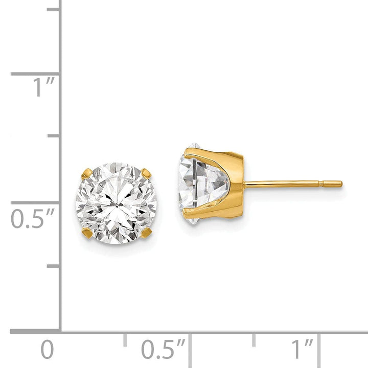 14k Yellow Gold Cubic Zirconia Stud Earrings