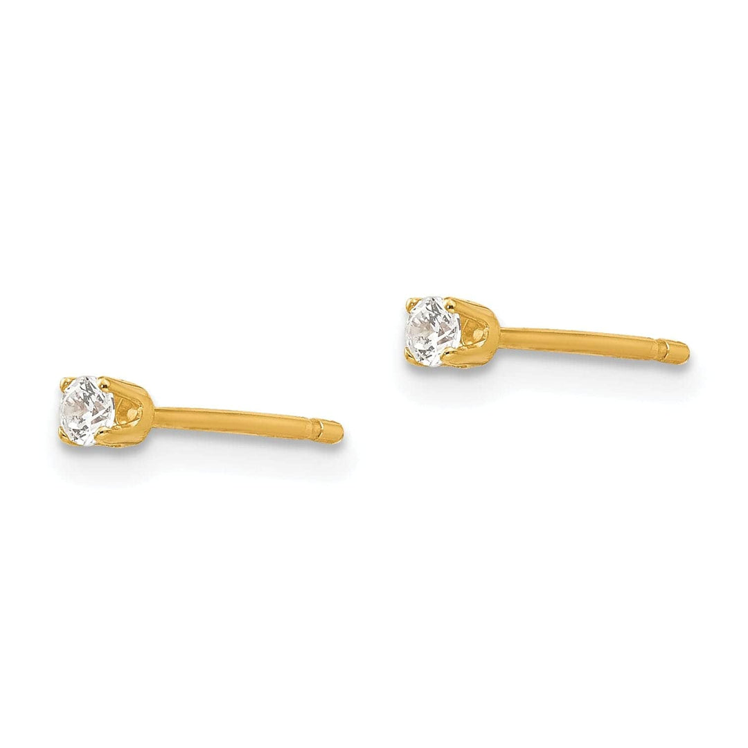 14k Yellow Gold Cubic Zirconia Stud Earrings