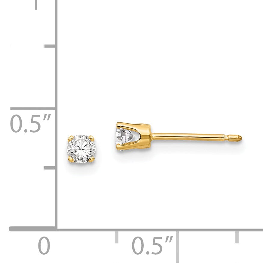 14k Yellow Gold Cubic Zirconia Stud Earrings