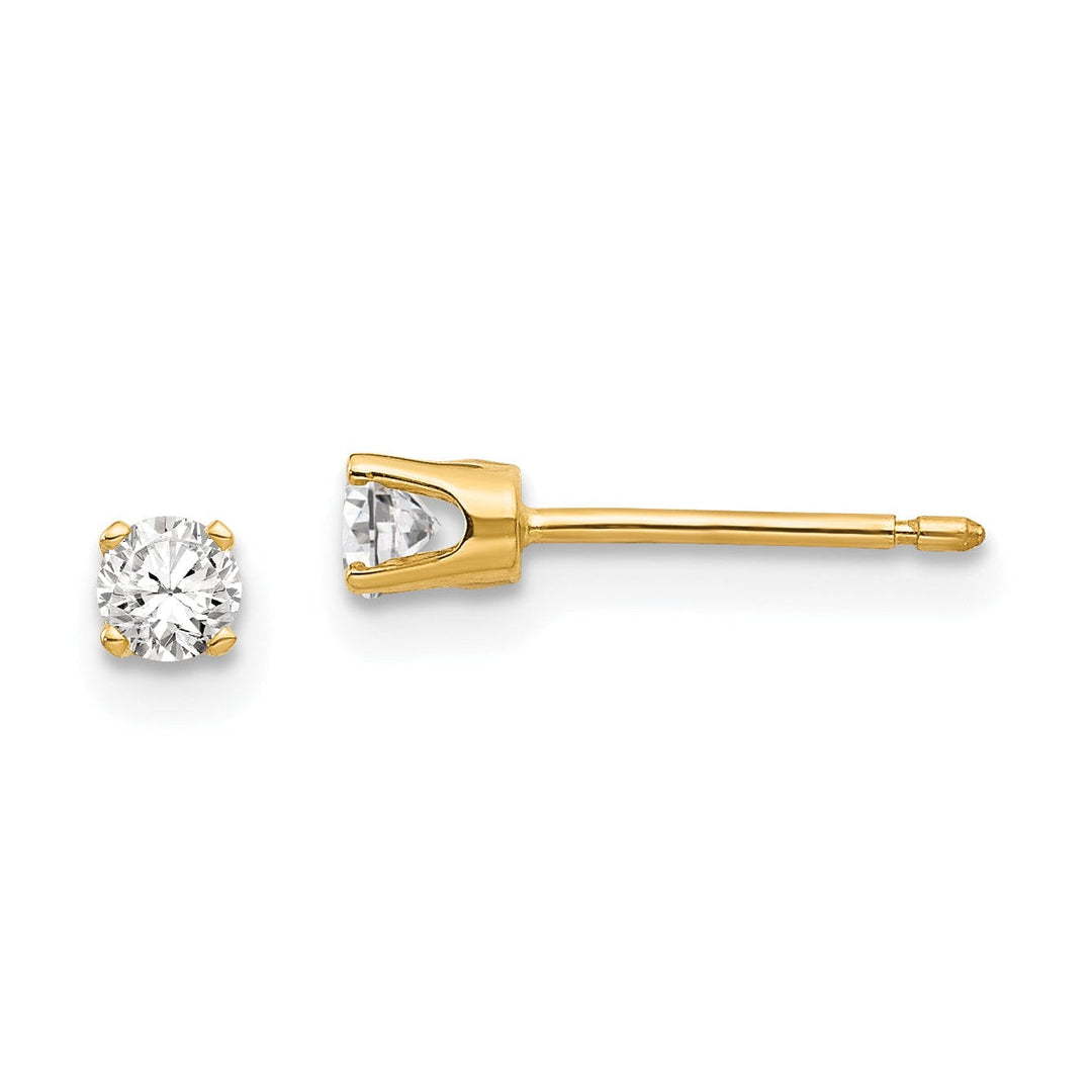 14k Yellow Gold Cubic Zirconia Stud Earrings