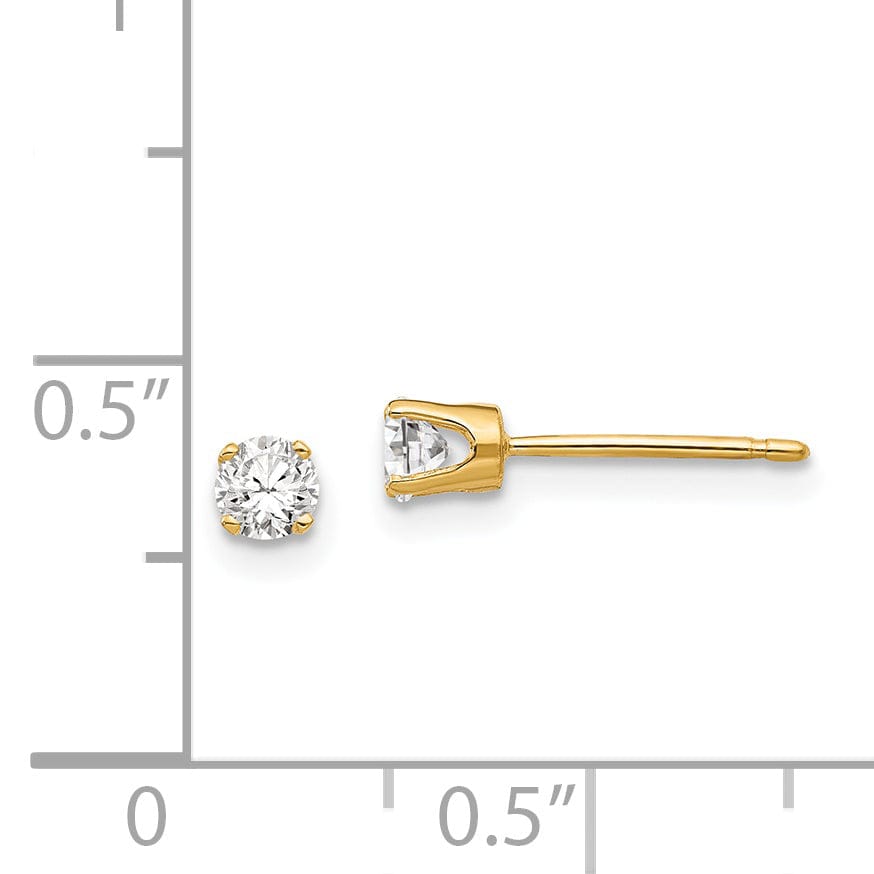 14k Yellow Gold Cubic Zirconia Stud Earrings