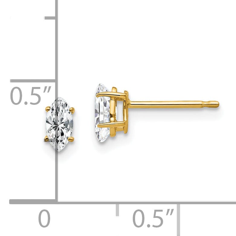 14k Yellow Gold Marquise Cubic Zirconia Earring
