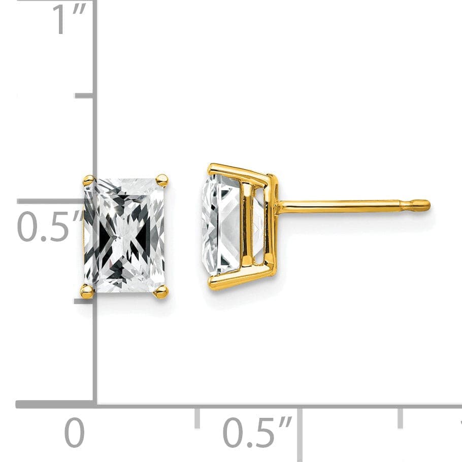 14k Yellow Gold Emerald Cut Cubic Zirconia Earring