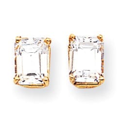 14k Yellow Gold Emerald Cut Cubic Zirconia Earring