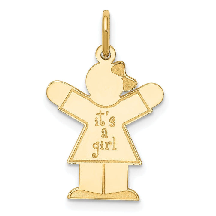 14k Yellow Gold It's a Girl Love Charm