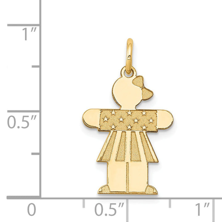 14k Yellow Gold Stars Stripes Girl Hugs Charm