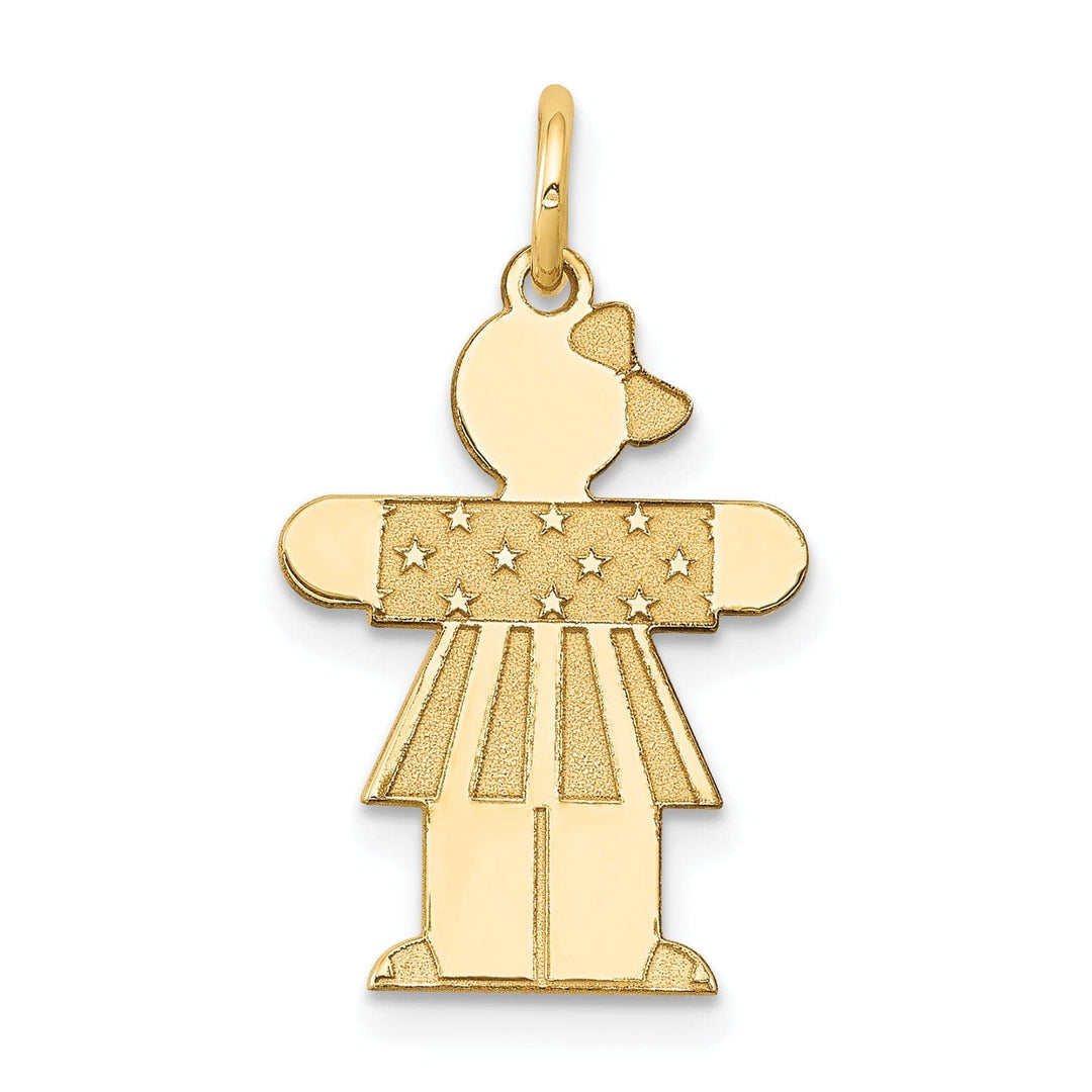14k Yellow Gold Stars Stripes Girl Hugs Charm