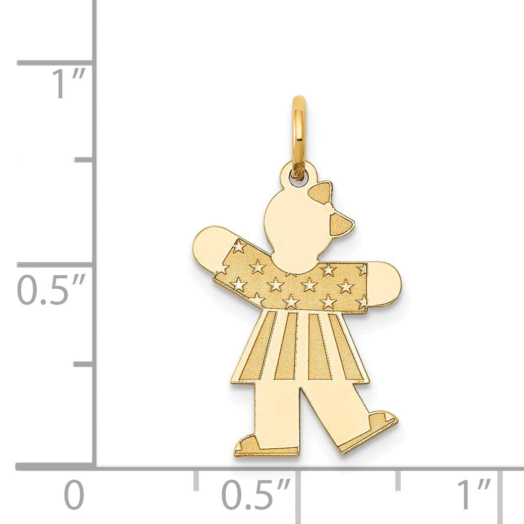 14k Yellow Gold Stars Stripes Girl Kiss Charm