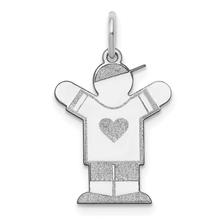 14k White Gold Heart Boy With Hat Love Charm