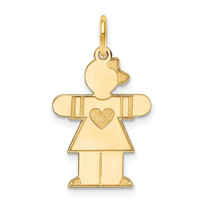 14k Yellow Gold Heart Girl With Bow Hugs Charm