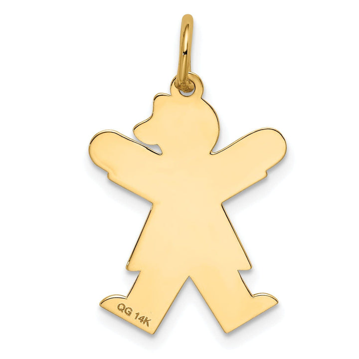 14k Yellow Gold Heart Girl With Bow Joy Charm