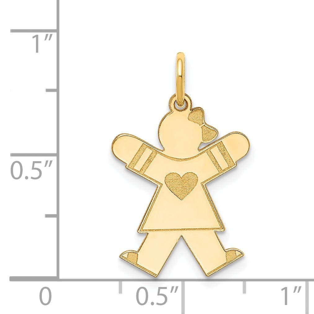 14k Yellow Gold Heart Girl With Bow Joy Charm