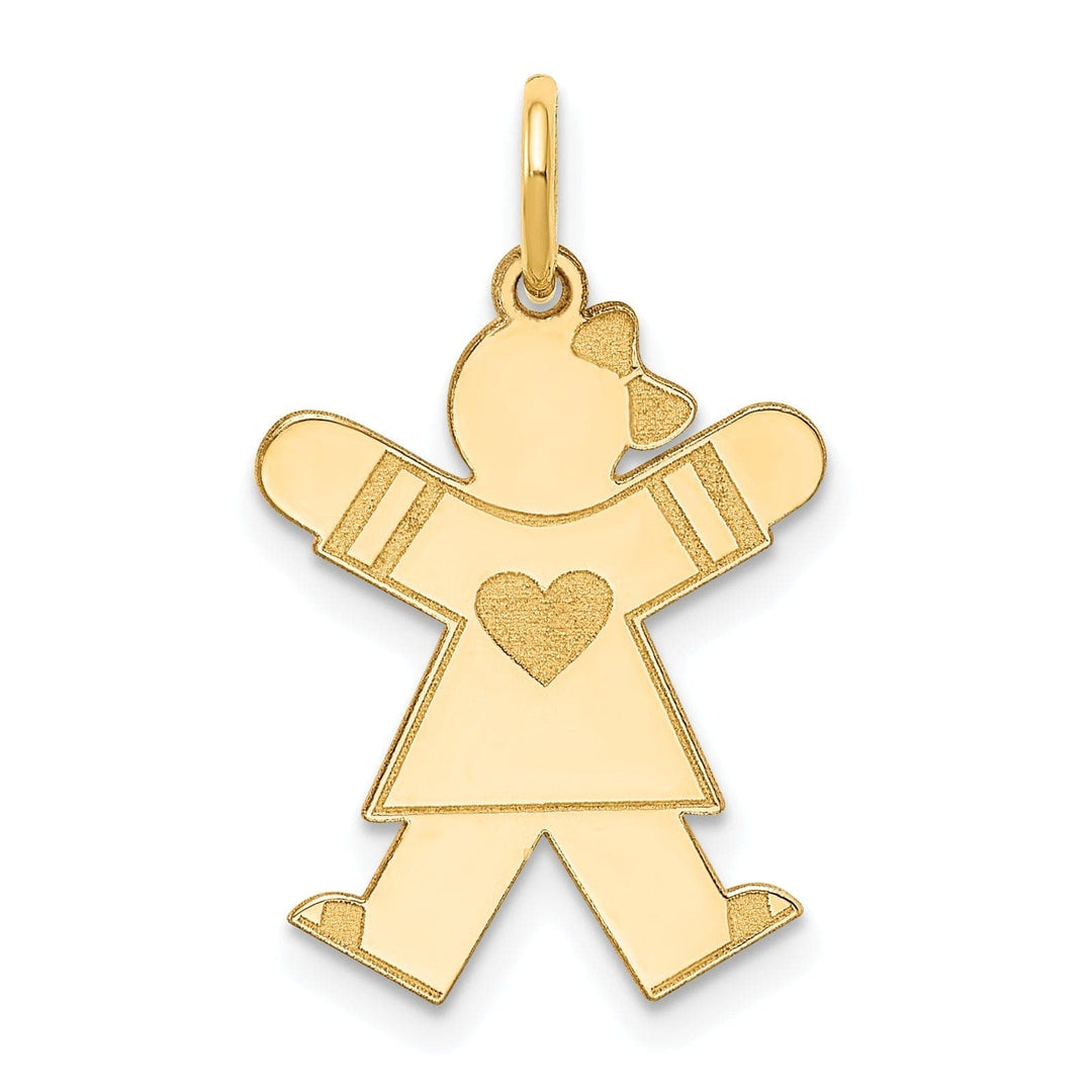 14k Yellow Gold Heart Girl With Bow Joy Charm