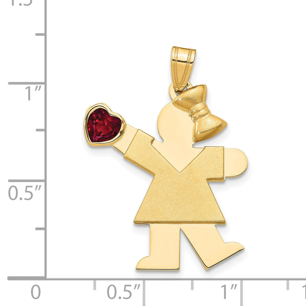 14k Yellow Gold July Birthstone Kiss Girl Charm