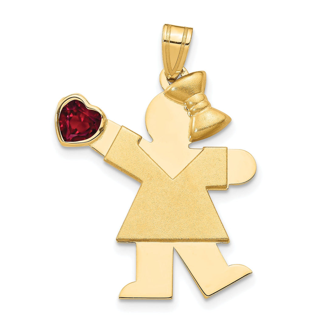14k Yellow Gold July Birthstone Kiss Girl Charm