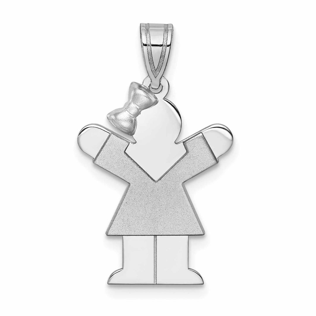 14 White Gold Solid Small Girl With Bow Love Charm