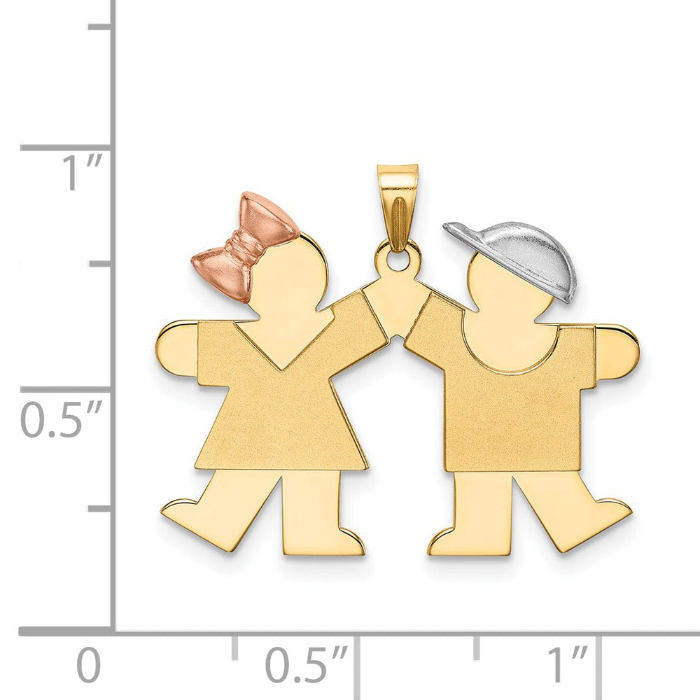14k Tri-Color Small Girl-Boy Twins Kiss Charm