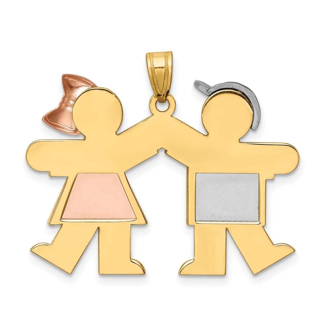 14k Tri-color Large Boy-Girl Twins Kiss Charm