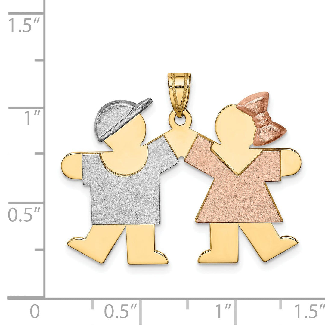 14k Tri-color Large Boy-Girl Twins Kiss Charm