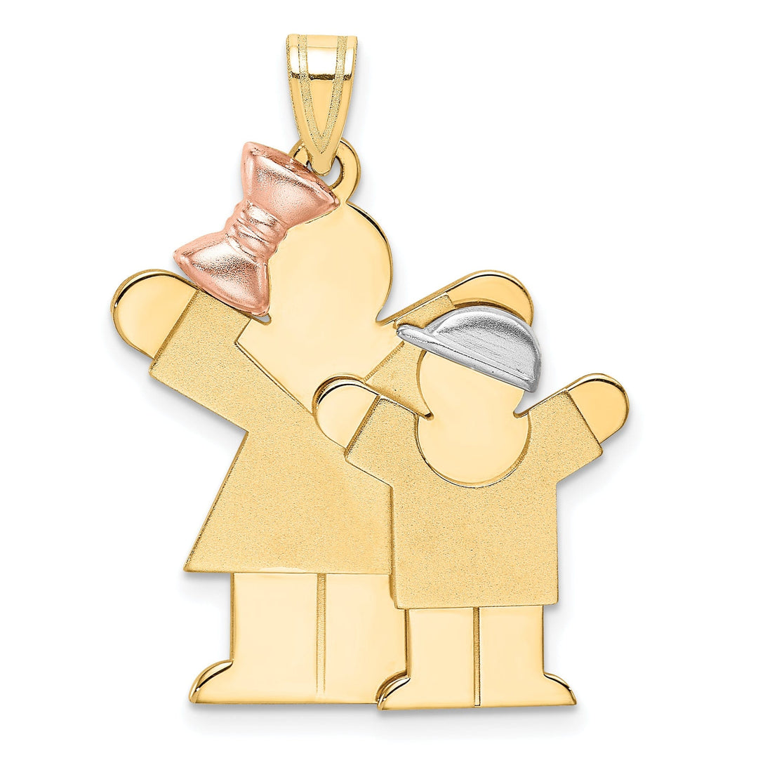 14k Tri-color Big Sister/Little Brother Love Charm