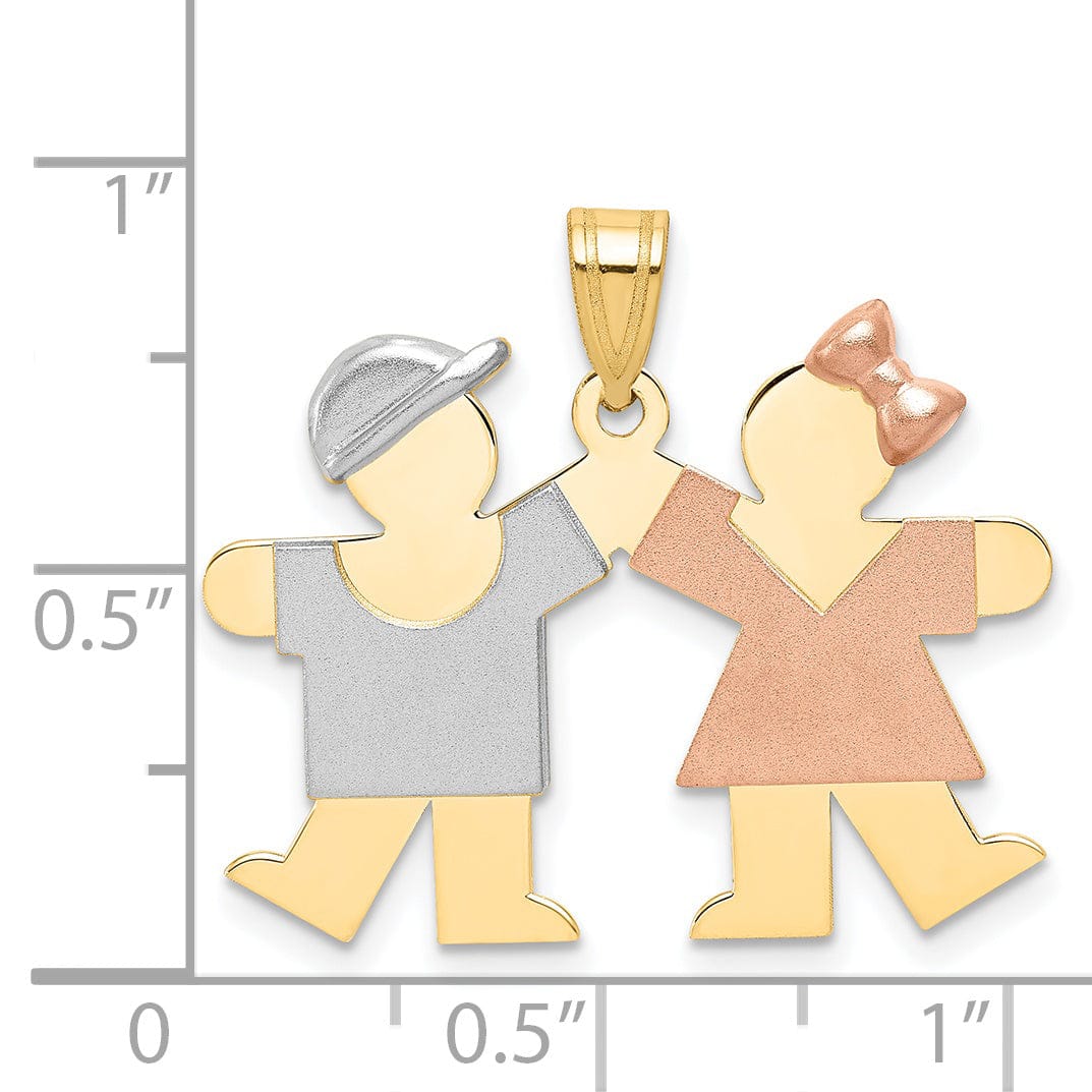 14k Tri-color Small Boy-Girl Twins Kiss Charm