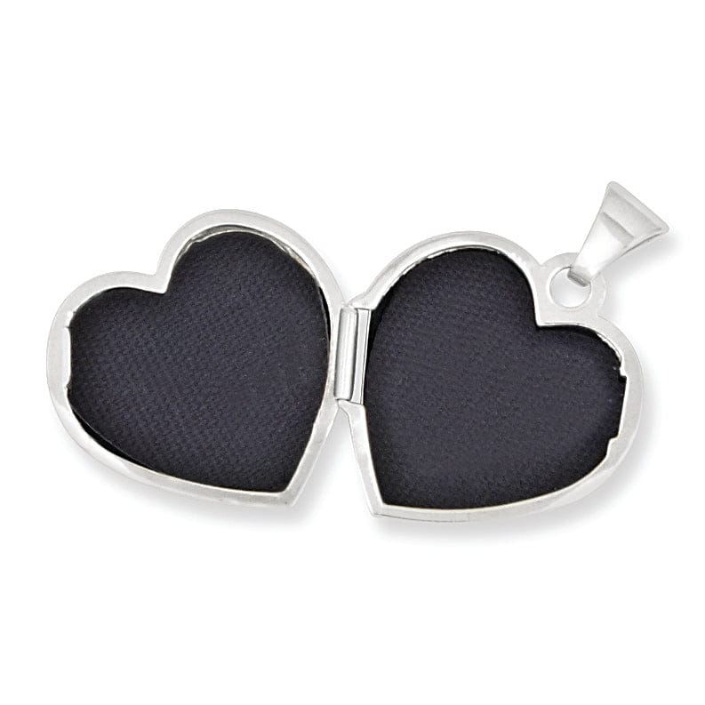 14k White Gold Heart Locket