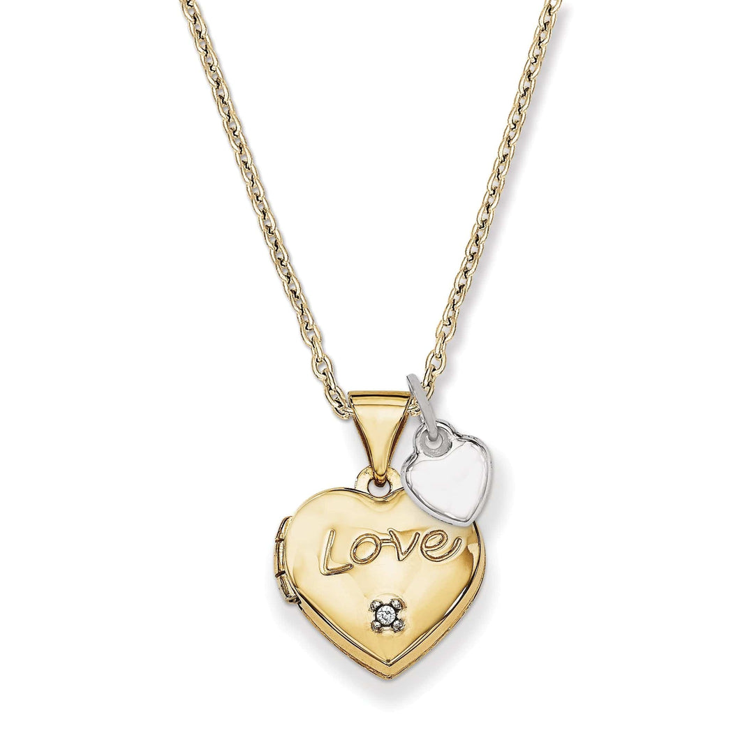 14k Two-tone Heart Locket and Heart Charm
