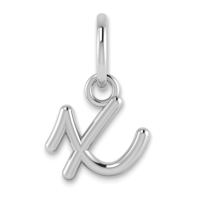 14K White Gold Small Size Lower Case Script Letter X Initial Pendant