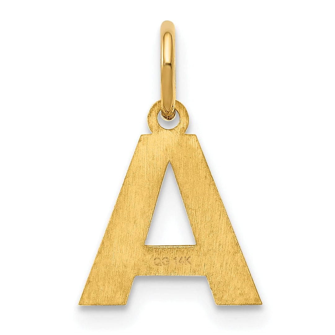 14k Yellow Gold Small Size Letter A Initial Block Pendant