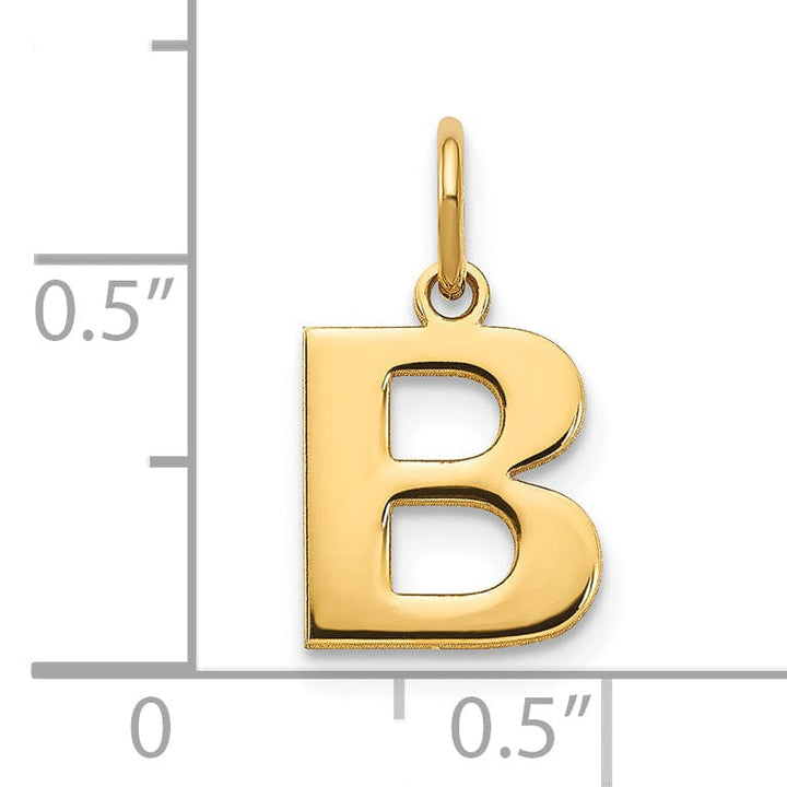 14k Yellow Gold Small Size Letter B Initial Block Pendant
