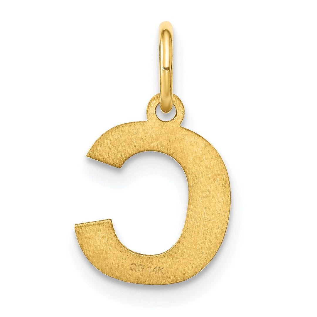 14k Yellow Gold Small Size Letter C Initial Block Pendant