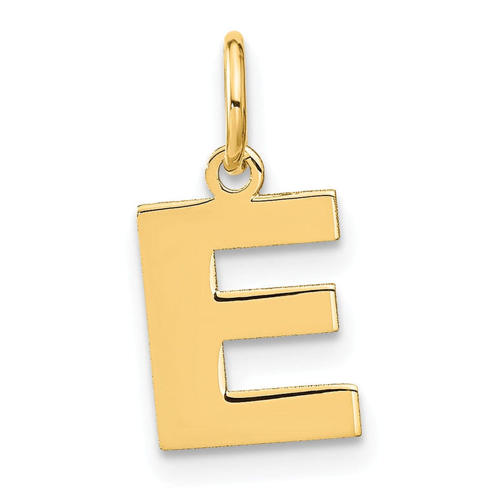 14k Yellow Gold Small Size Letter E Initial Block Pendant