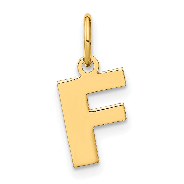 14k Yellow Gold Small Size Letter F Initial Block Pendant