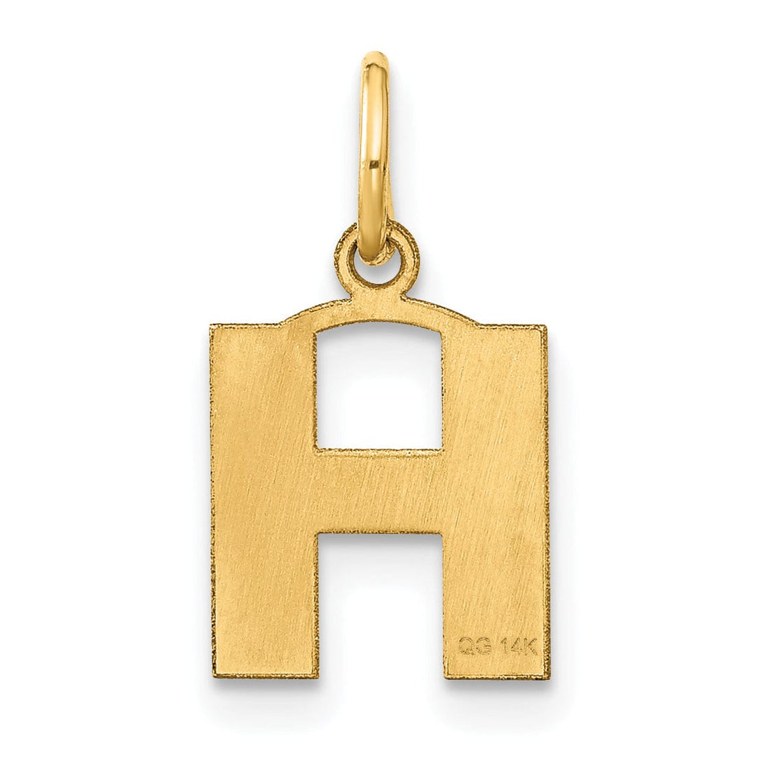 14k Yellow Gold Small Size Letter H Initial Block Pendant