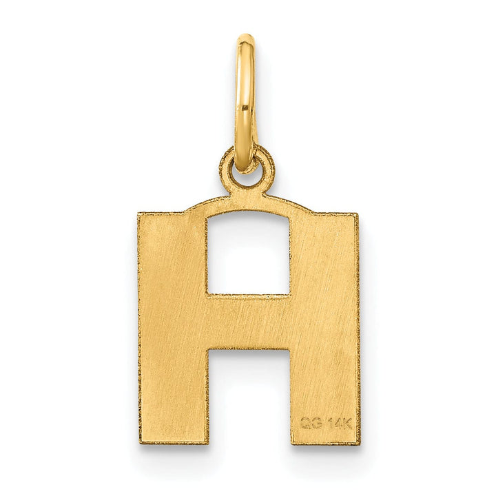 14k Yellow Gold Small Size Letter H Initial Block Pendant
