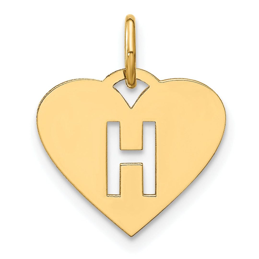 14k Yellow Gold Heart Cut-Out Letter H Initial Pendant