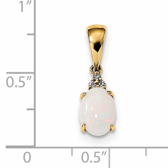 14k Yellow Gold Austrian Opal Diamond Pendant
