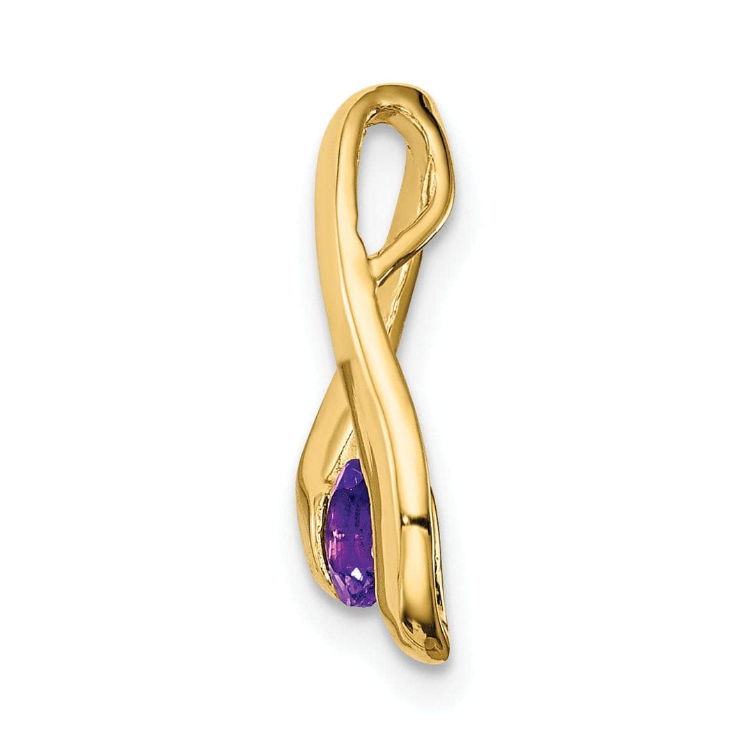14k Yellow Gold Round Amethyst Pendant