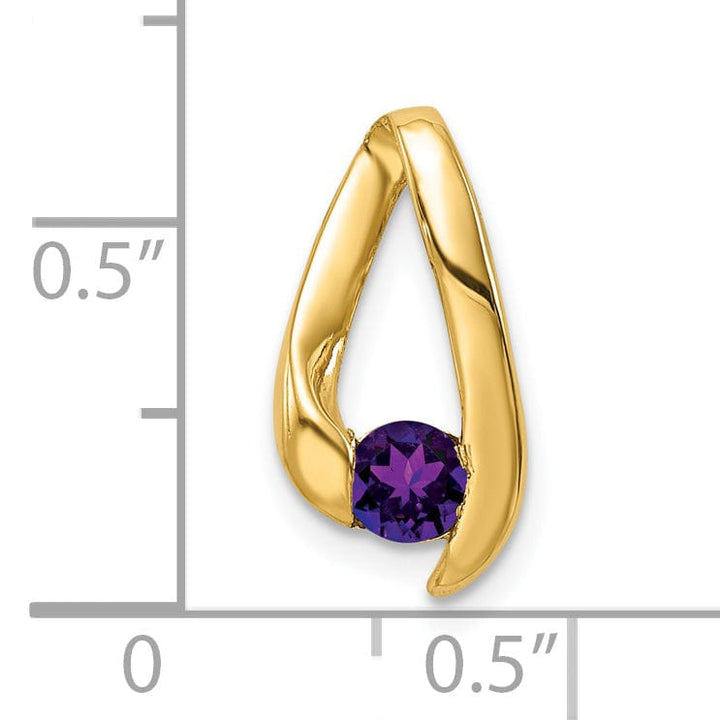 14k Yellow Gold Round Amethyst Pendant