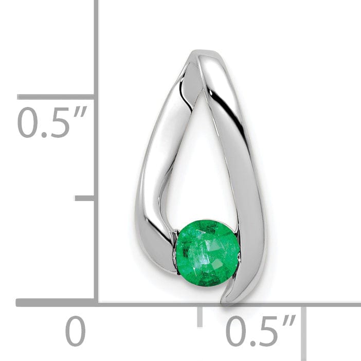 14k White Gold Emerald Pendant
