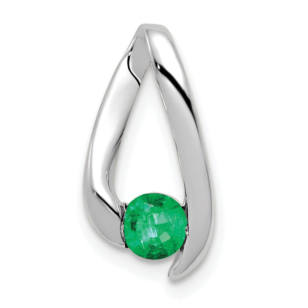 14k White Gold Emerald Pendant